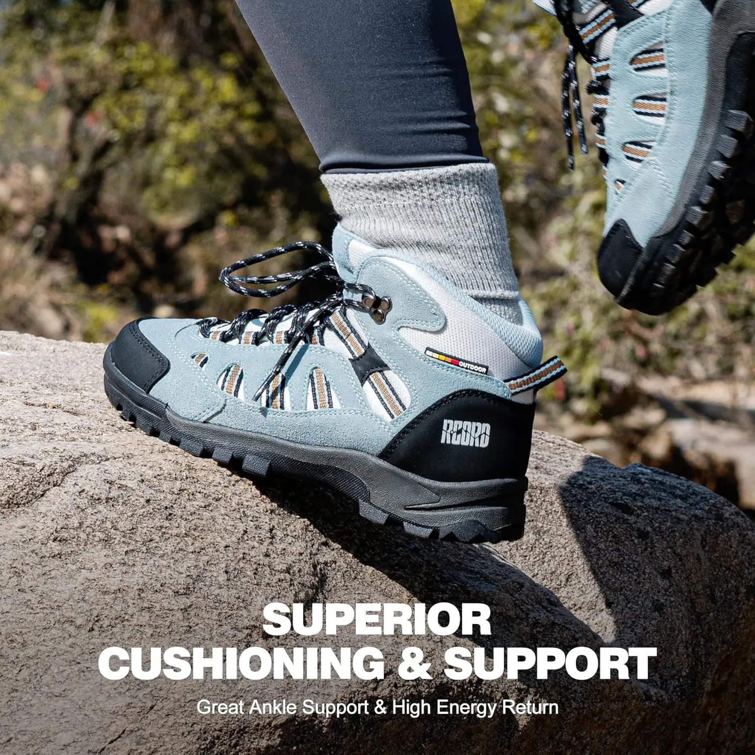@ R CORD Womens Hiking Boots Waterproof Lightweight Hiking Boots Women Ankle Support Hiking Shoes Backpacking Boots Breathable Non-slip Hiking Boot for Outdoors