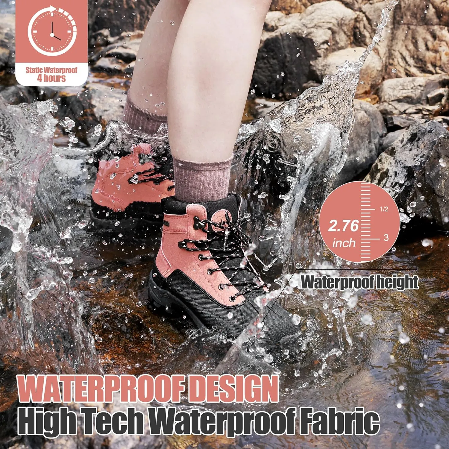 @ R CORD Womens Hiking Boots Waterproof Lightweight Hiking Boots Women Ankle Support Hiking Shoes Backpacking Boots Breathable Non-slip Hiking Boot for Outdoors