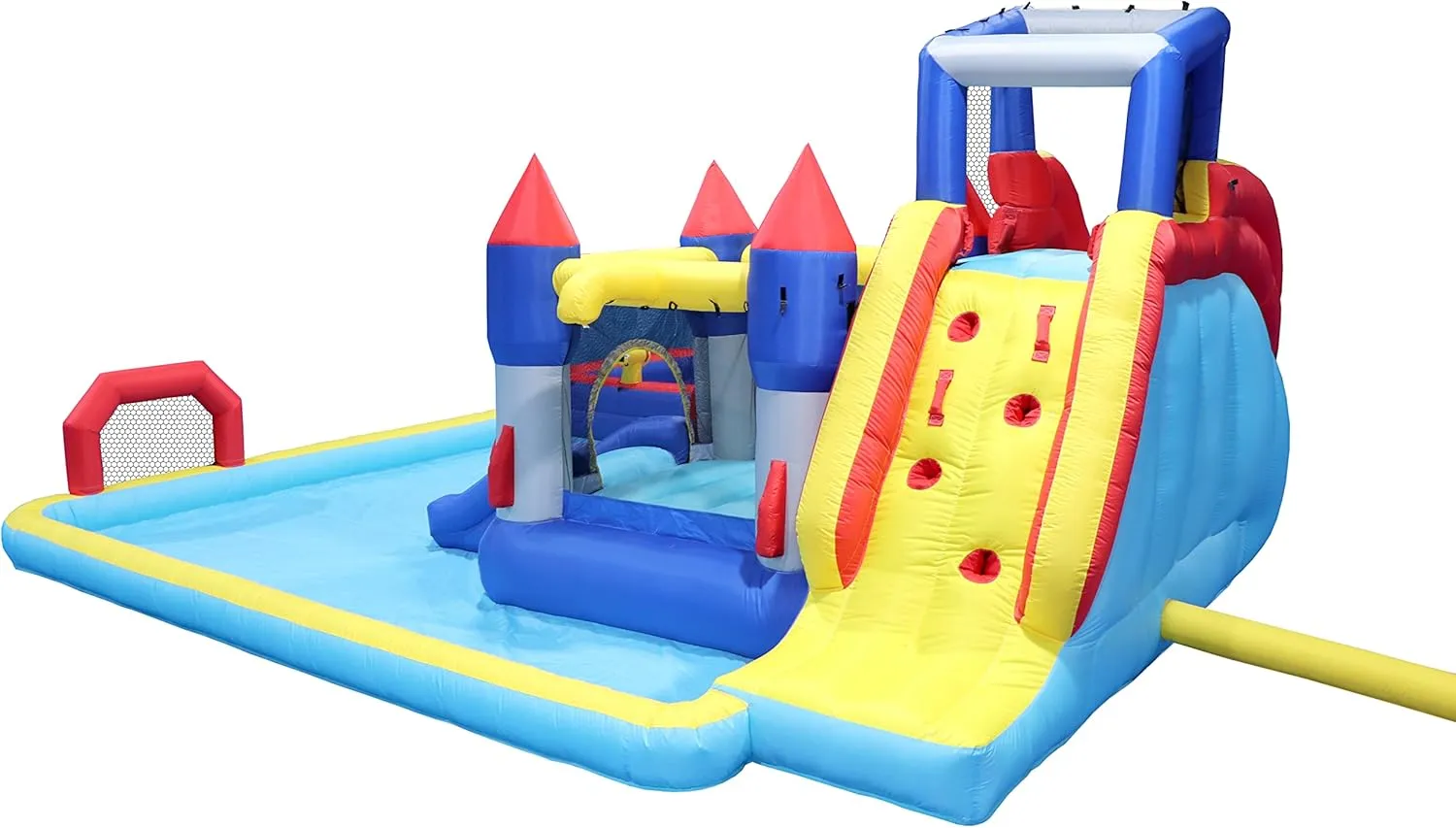 10 in1 Inflatable Slide Water Park Bouncing House Garden with Splash Pool & Water Gun & Basketball & Climbing Wall & Dual Pools & Soccer