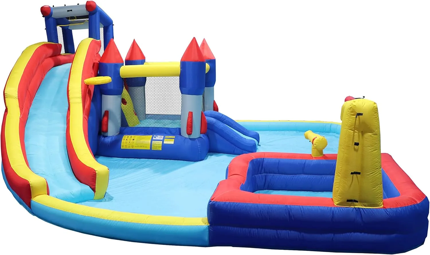10 in1 Inflatable Slide Water Park Bouncing House Garden with Splash Pool & Water Gun & Basketball & Climbing Wall & Dual Pools & Soccer