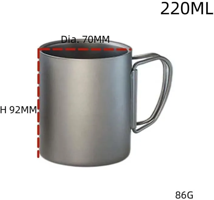 1PC Outdoor Pure Titanium Folding Water Cup Lightweight Portable Mug(220ml B)