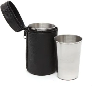 1SET Outdoor Hiking Travel Portable Stainless Steel Water Cup Four-Piece Set Including Storage Case(Medium)