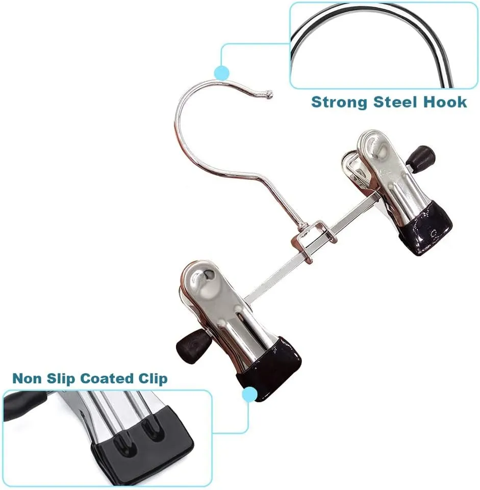 20 Pack Boot Hangers Closet Hanging Clips Laundry Hooks for Hats, Pants, Towel, Socks, Handbags, Bags, Underwear (20 Pack - Double)