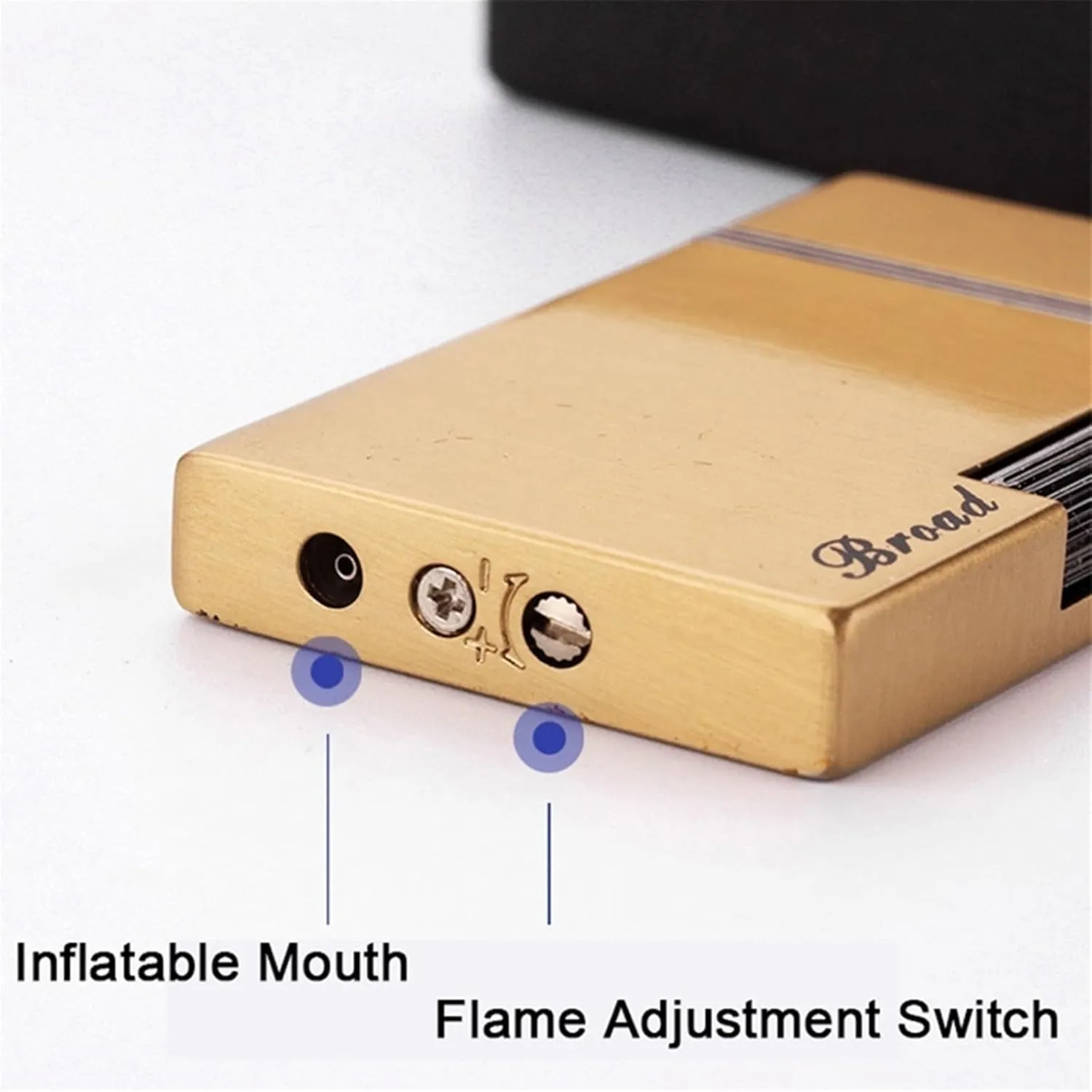 2024 Side Dial Igniter, Flip Top Lighter, Adjustable Soft Flame Refillable Gas Gadget, Grinding Butane Gas Flint Bright Metal Cigar Lighter, for Smoking Men (Color : E)