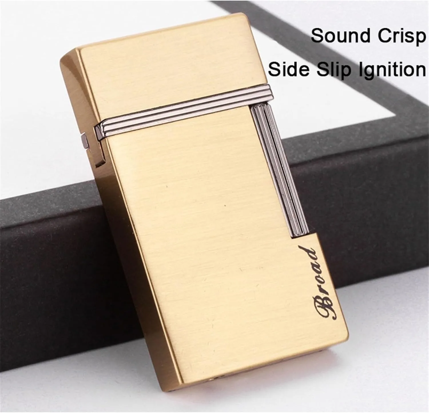 2024 Side Dial Igniter, Flip Top Lighter, Adjustable Soft Flame Refillable Gas Gadget, Grinding Butane Gas Flint Bright Metal Cigar Lighter, for Smoking Men (Color : E)