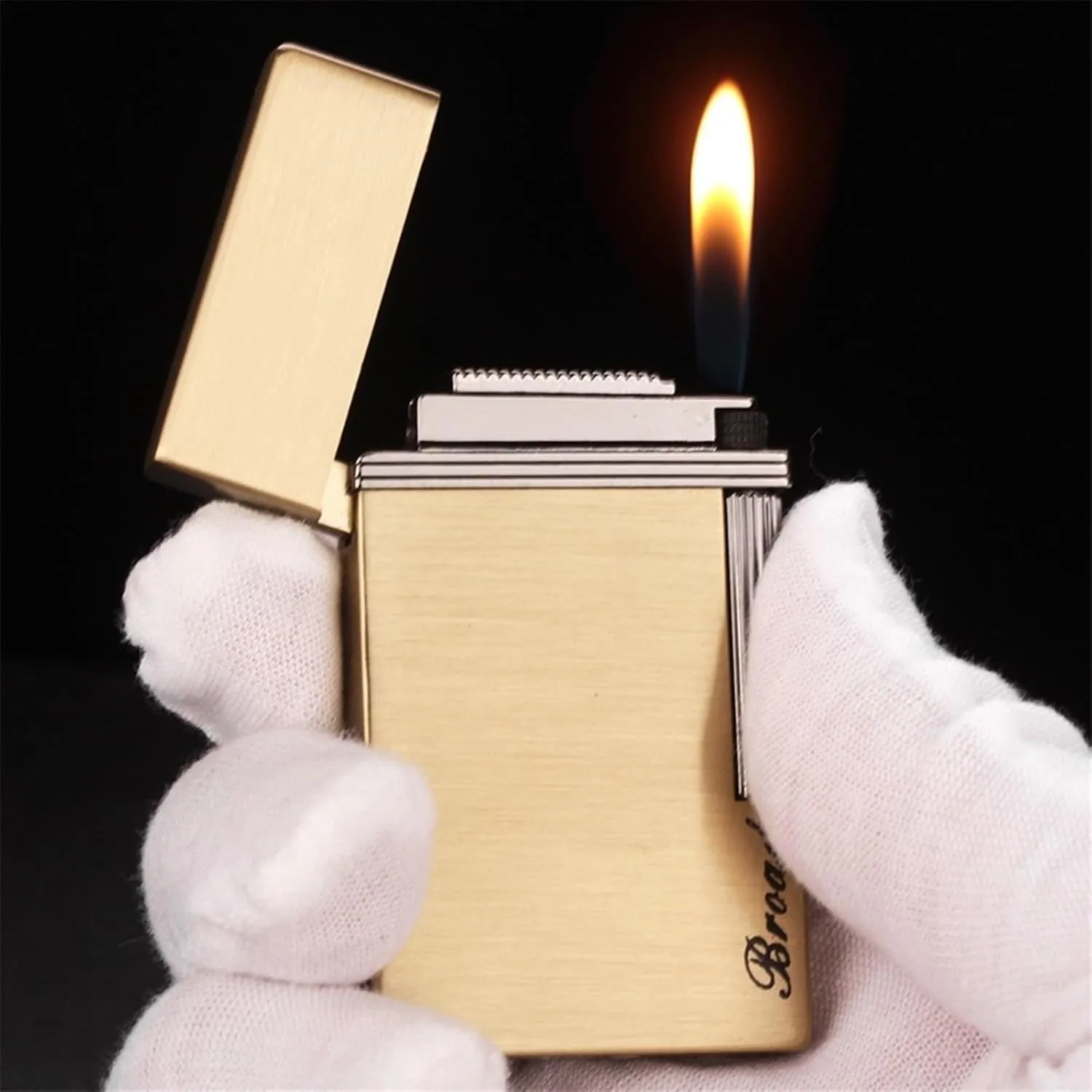 2024 Side Dial Igniter, Flip Top Lighter, Adjustable Soft Flame Refillable Gas Gadget, Grinding Butane Gas Flint Bright Metal Cigar Lighter, for Smoking Men (Color : E)