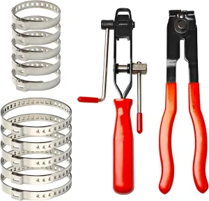 2pcs CV Joint Boot Clamp Pliers Set Hose Band Cut-off Pliers Car Banding Tool with 10 CV Joint Boot Clamps CV Boot Band Compatible with Ford Chevy GMC B.u.i.c.k J.e.e.p Lexus, 2CV10CB