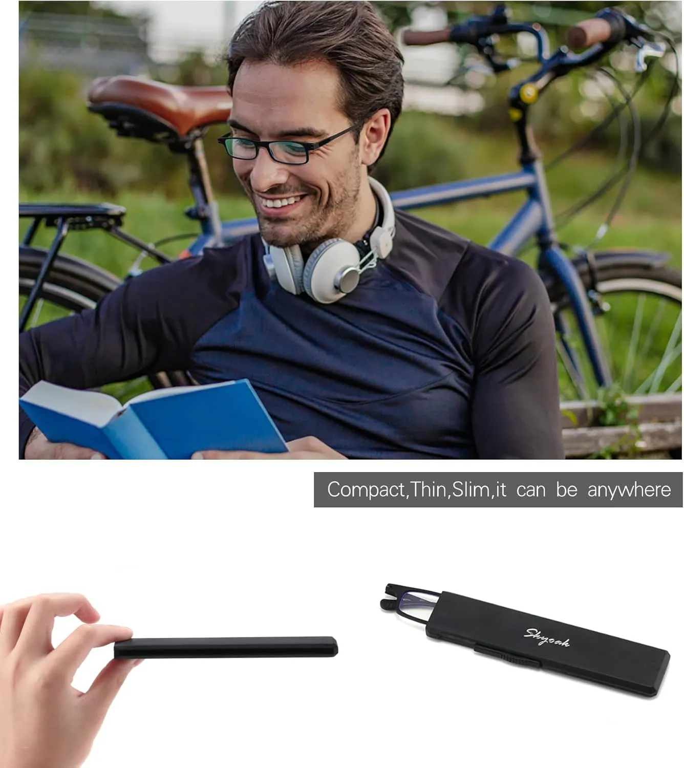 3 Pack Ultra thin Lightweight Folding Reading Glasses Women Men TR90 Blue Light Blocking Anti UV/Eyestrain Foldable Compact Computer Readers Portable Unique Stretchable Slim Flat case Gunmetal  2.0