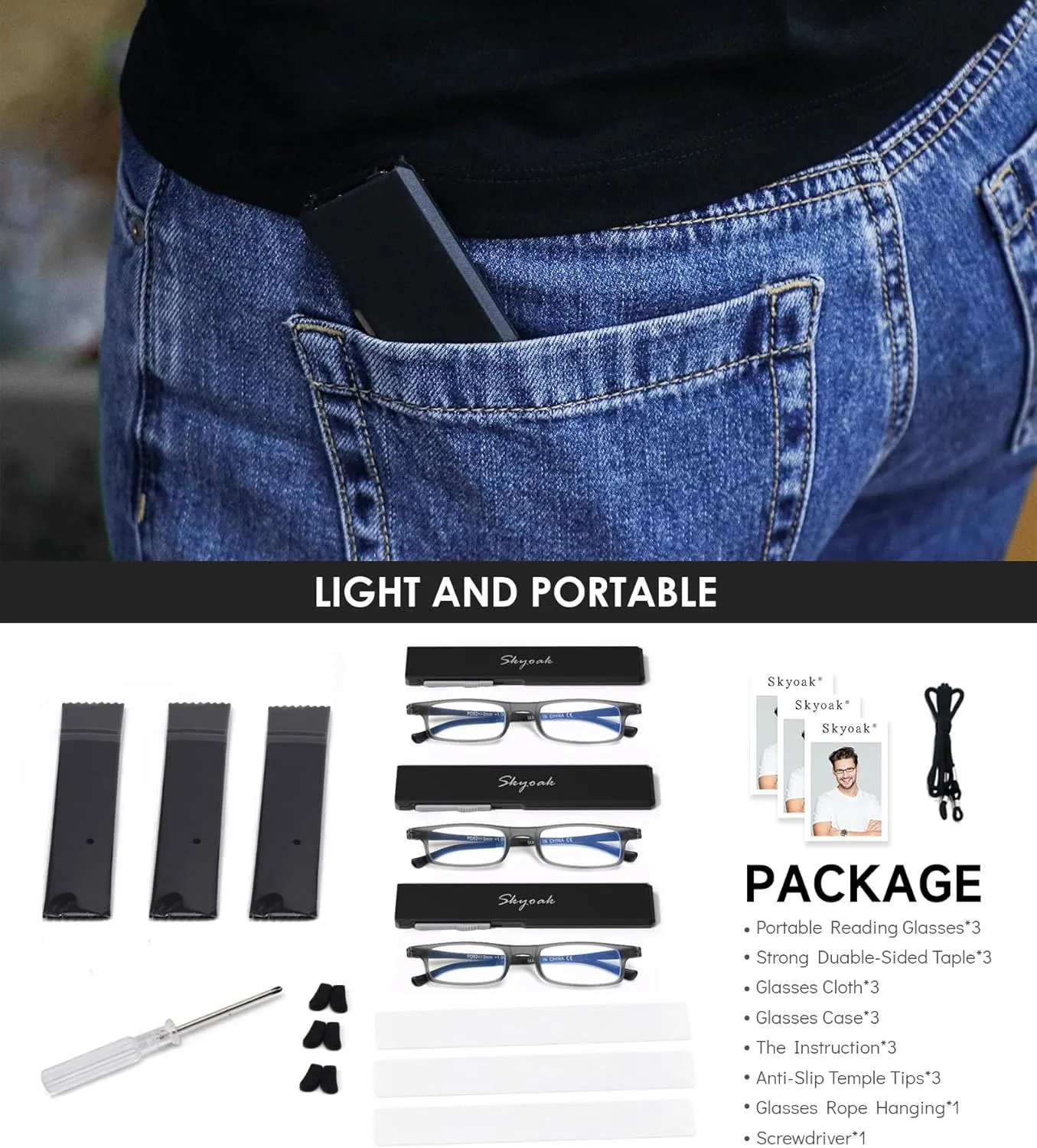 3 Pack Ultra thin Lightweight Folding Reading Glasses Women Men TR90 Blue Light Blocking Anti UV/Eyestrain Foldable Compact Computer Readers Portable Unique Stretchable Slim Flat case Gunmetal  2.0