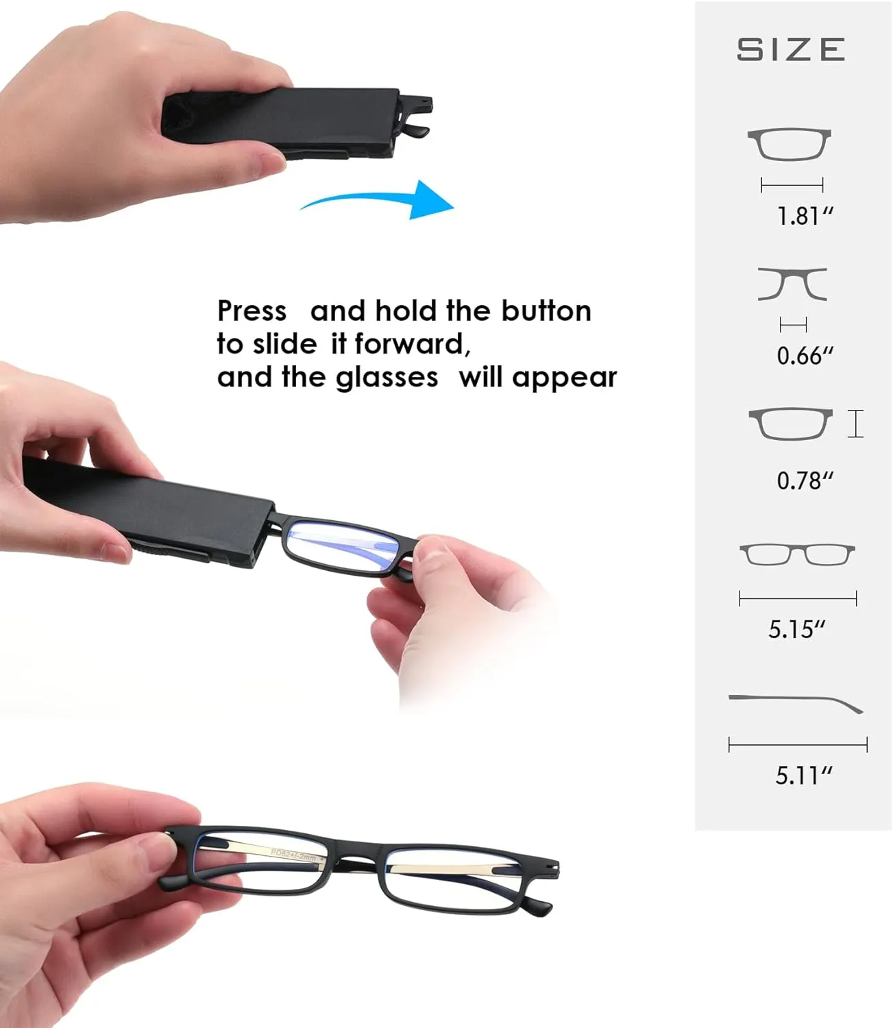 3 Pack Ultra thin Lightweight Folding Reading Glasses Women Men TR90 Blue Light Blocking Anti UV/Eyestrain Foldable Compact Computer Readers Portable Unique Stretchable Slim Flat case Gunmetal  2.0