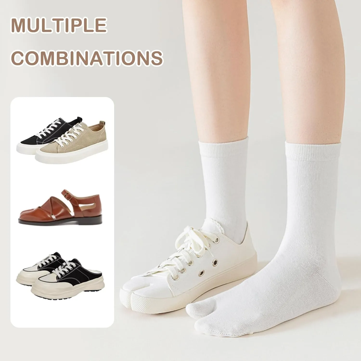 3 pairs Flip Flop Socks Tabi Socks Split Toe Socks Elastic Sandals Sock for Man and Woman Tabi Shoe Crew Socks
