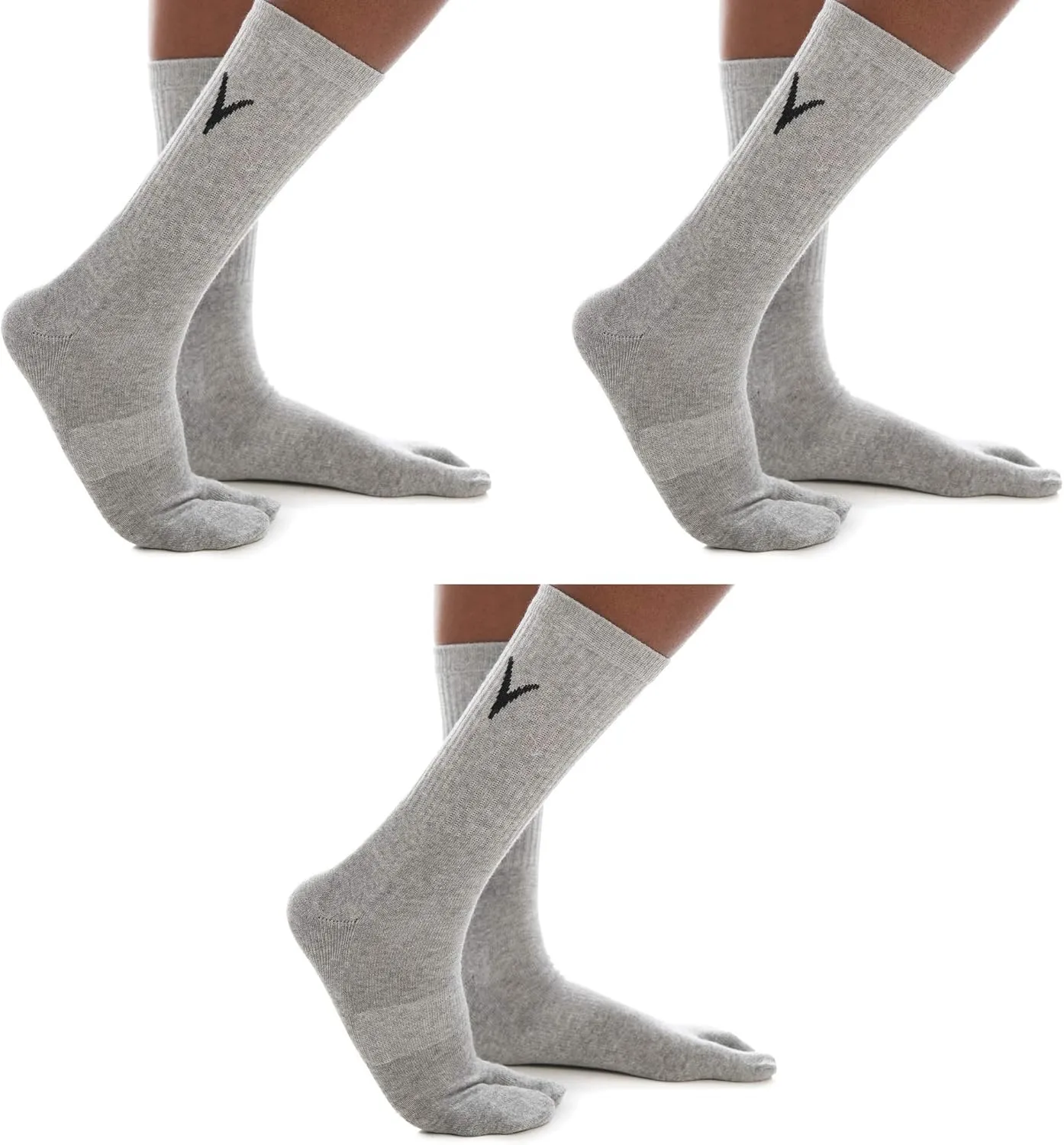 3 Pairs Thick Flip-Flop Big Toe Socks Crew or Ankle Size: Women 9-12 Men 8-11