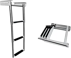 3-Step Under Platform Telescoping Slide Mount Boat Boarding Ladder Stainless Steel Marine Ladder