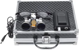 3W Headlamp with Filter Belt Clip Type   3.5X 420 Binocular Loupes Magnifying Glasses Aluminum Box (Black)