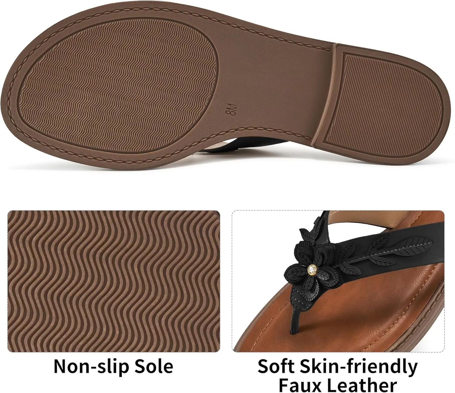 Ablanczoom Flip Flops for Womens Sandals: Summer Beach Flat Thong Sandals for Women Dressy Comfortable Vacation Floral Slides Shoes 2025