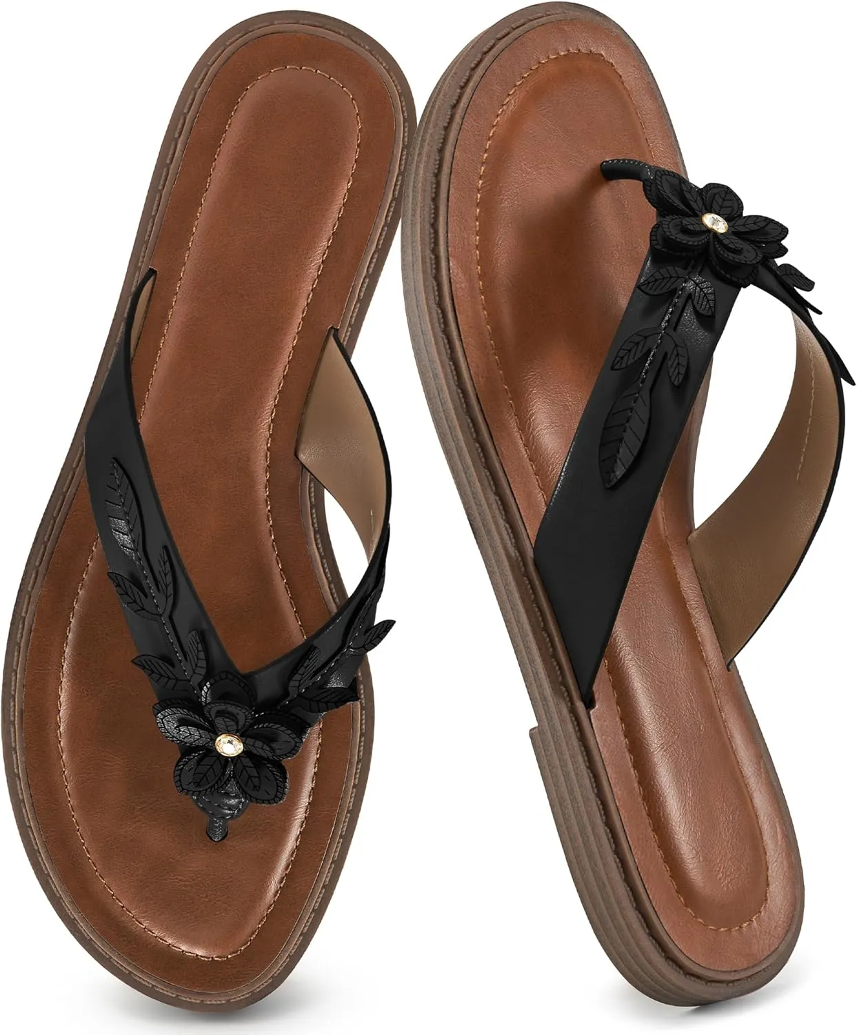 Ablanczoom Flip Flops for Womens Sandals: Summer Beach Flat Thong Sandals for Women Dressy Comfortable Vacation Floral Slides Shoes 2025