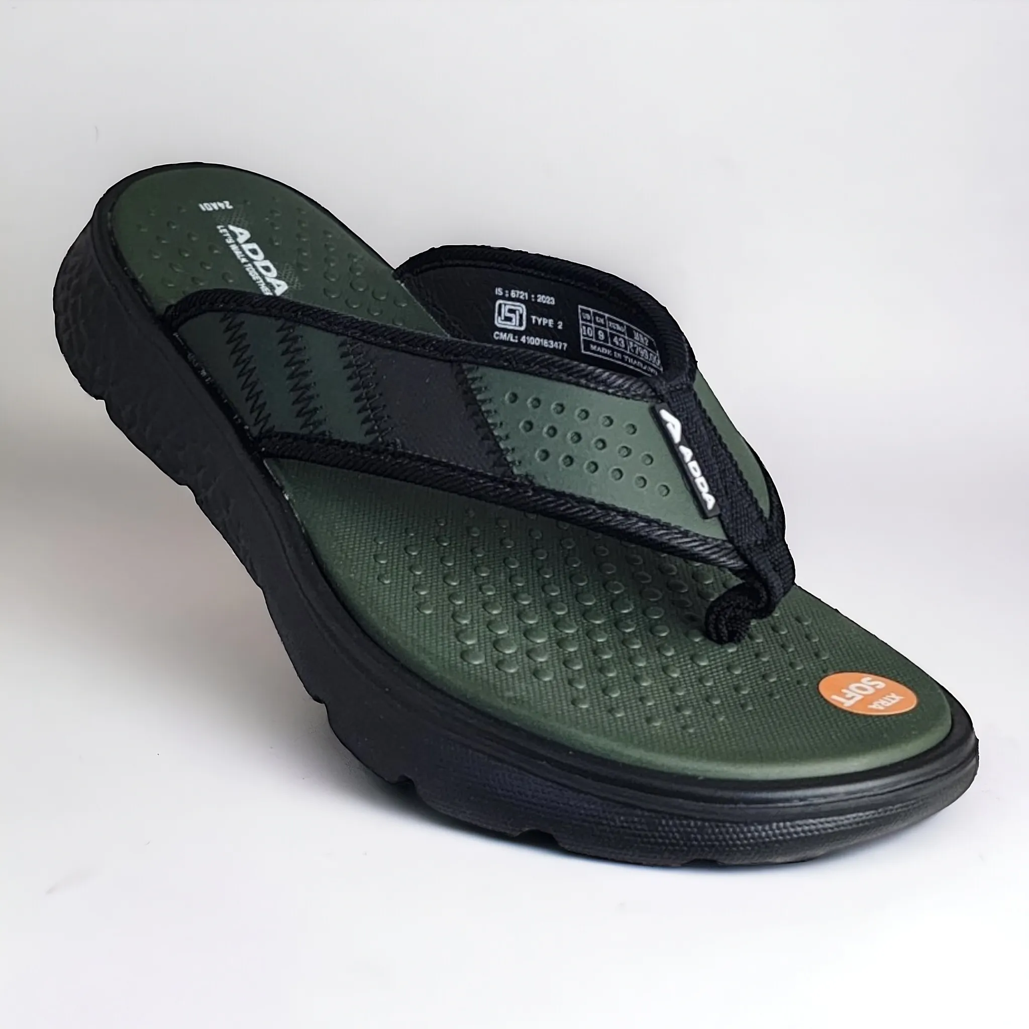 ADDA ICLOUD03 OLIVE/BLACK Men's Slipper/Chapple/Flip flop