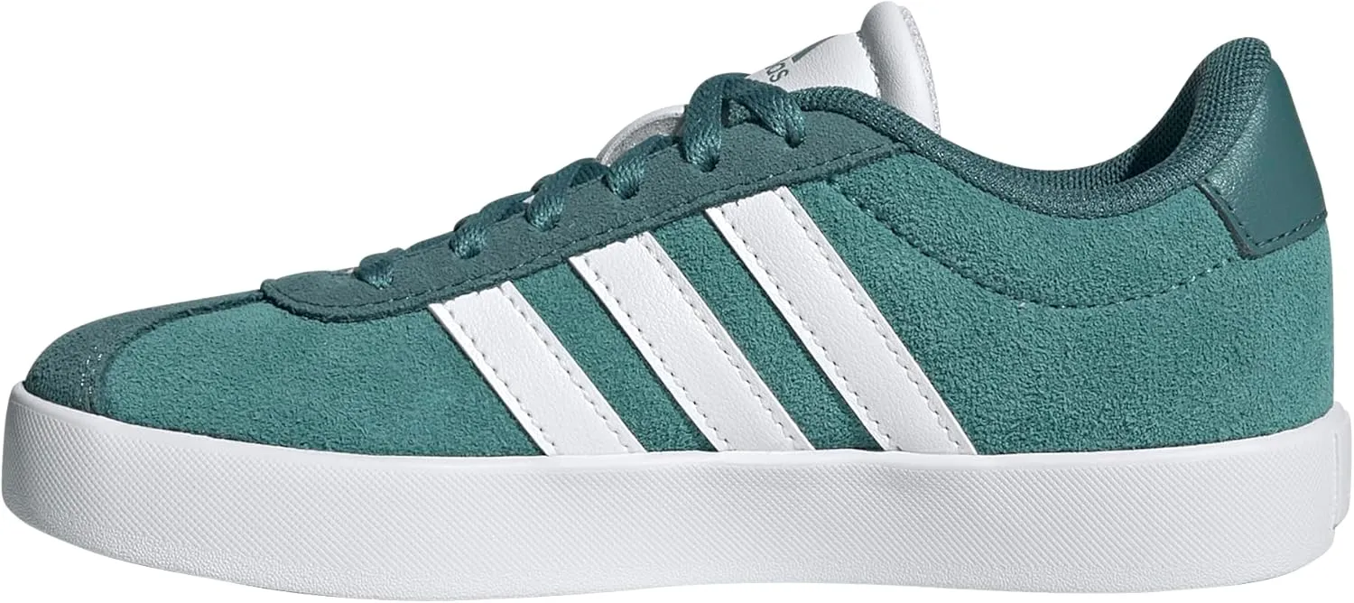 adidas VL Court 3.0 Sneaker, Powder Teal/White/Preloved Teal, 2 US Unisex Little Kid