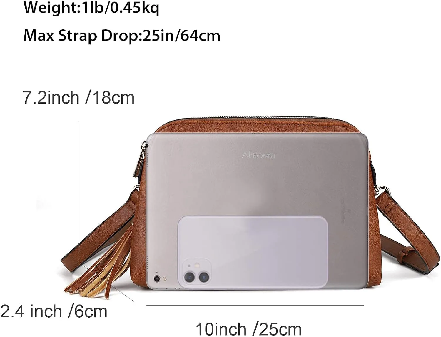 AFKOMST Crossbody Bags for Women,Small Saddle Purse and Boho Cross Body Handbags,Vegan Leather