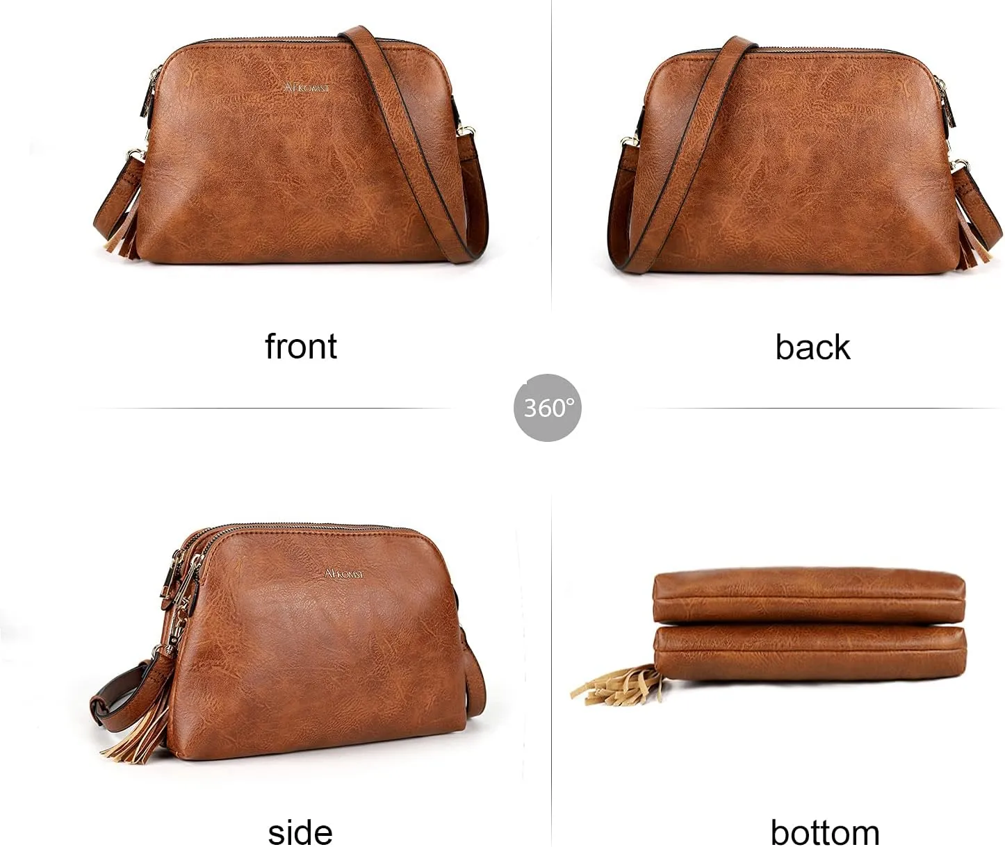 AFKOMST Crossbody Bags for Women,Small Saddle Purse and Boho Cross Body Handbags,Vegan Leather