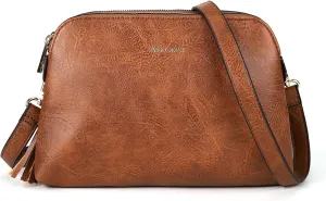 AFKOMST Crossbody Bags for Women,Small Saddle Purse and Boho Cross Body Handbags,Vegan Leather