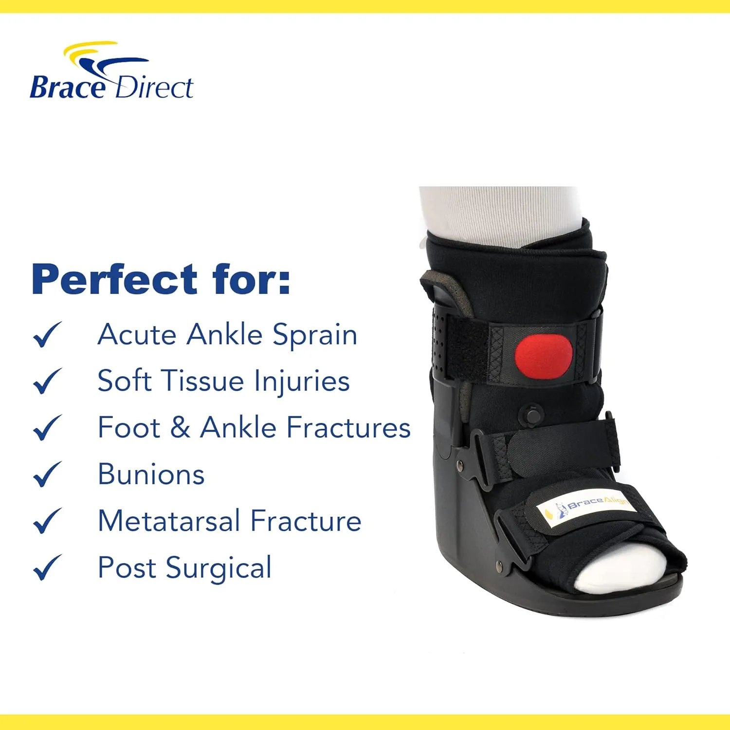 Air CAM Walker Fracture Boot – Short Medical Walking Boot for Foot & Ankle Injury Recovery (PDAC L4360/L4361), Size S (US Shoe Men 4.5-7 / Women 6.5-8)