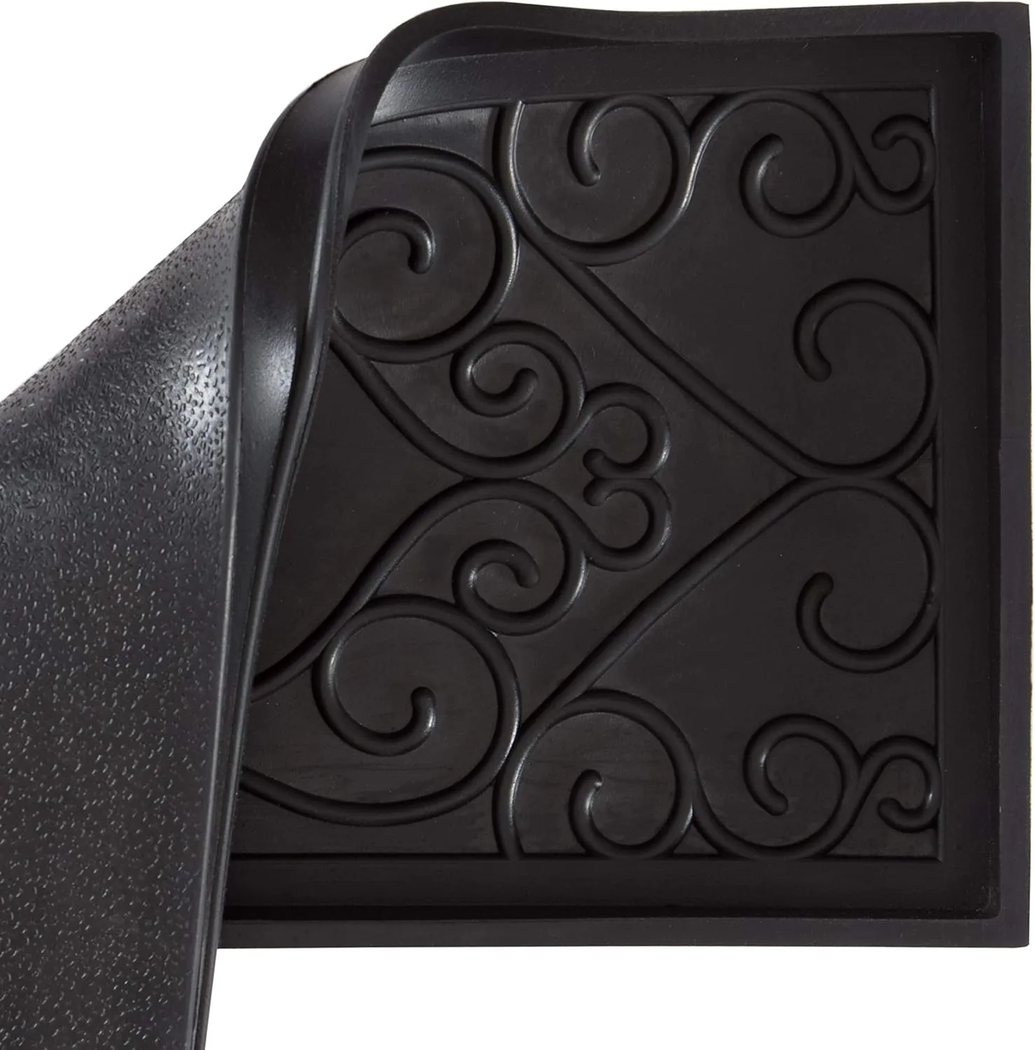 Anji Mountain AMB0BT2F-008 Black Rubber Boot/Shoe Tray with Coir, Fits 2 Pair (24.5" Wide), Gray & Ivory Insert