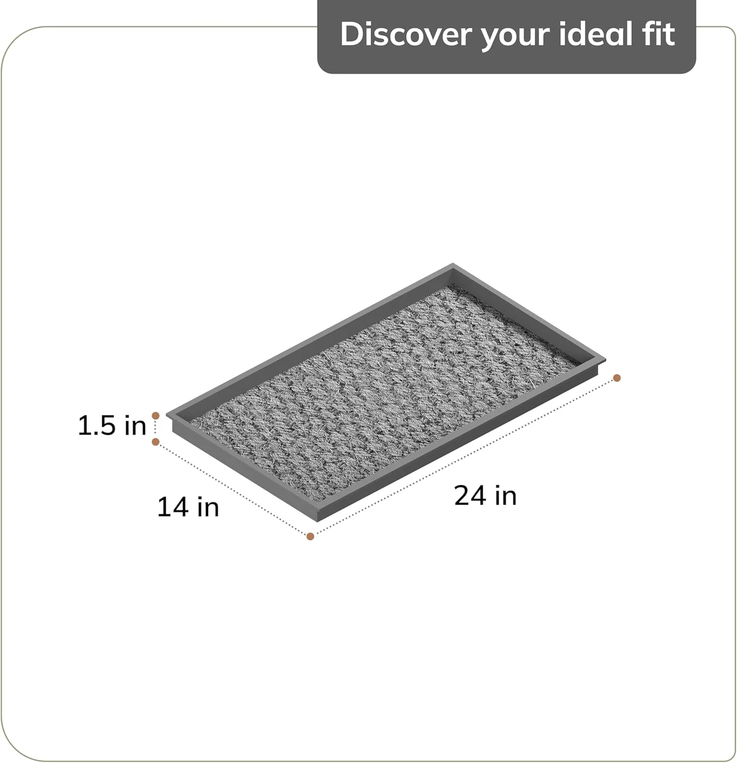 Anji Mountain AMB0BT2F-008 Black Rubber Boot/Shoe Tray with Coir, Fits 2 Pair (24.5" Wide), Gray & Ivory Insert