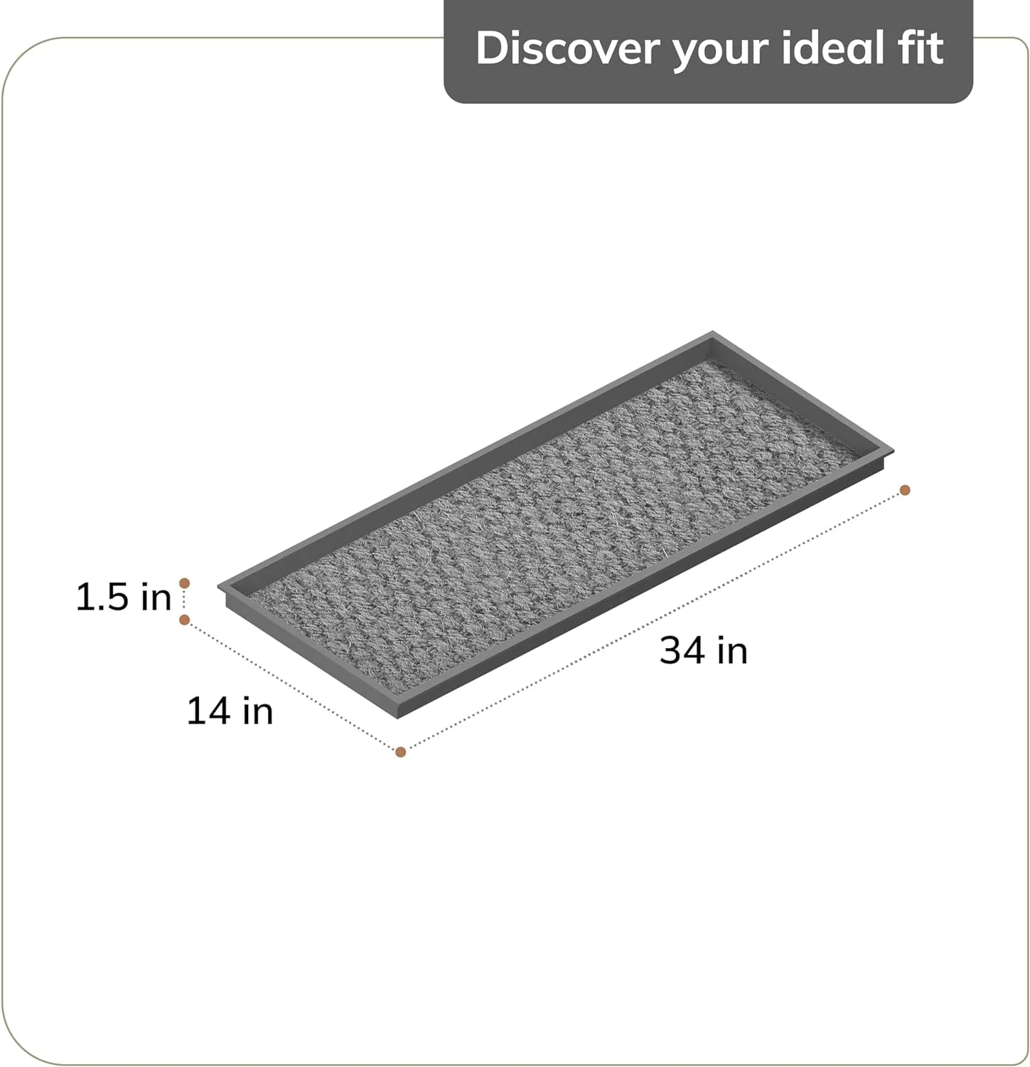 Anji Mountain AMB0BT3F-005 Black Rubber Boot/Shoe Tray with Coir, Fits 3 Pair (34.5" Wide), Black & Ivory Insert