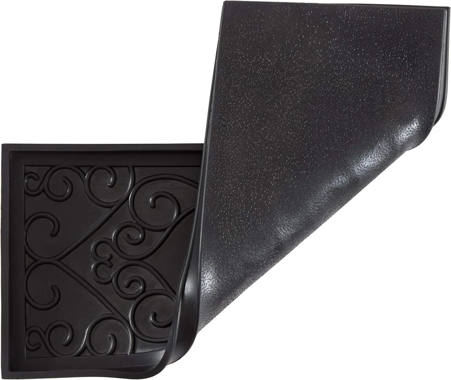 Anji Mountain AMB0BT3F-005 Black Rubber Boot/Shoe Tray with Coir, Fits 3 Pair (34.5" Wide), Black & Ivory Insert