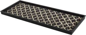 Anji Mountain AMB0BT3F-005 Black Rubber Boot/Shoe Tray with Coir, Fits 3 Pair (34.5" Wide), Black & Ivory Insert