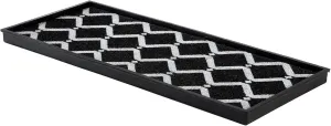 Anji Mountain Heavy Duty Waterproof Rubber Shoe Storage Mat Organizer/Boot Storage Tray Multi Use for Entryway with Coir, Black and Ivory Insert, Fits 3 Pair (34.5" Wide)