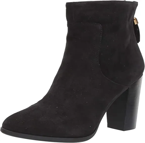 Anne Klein Women's Niccie Heeled Boot Ankle, Black Suede, 9.5 M US