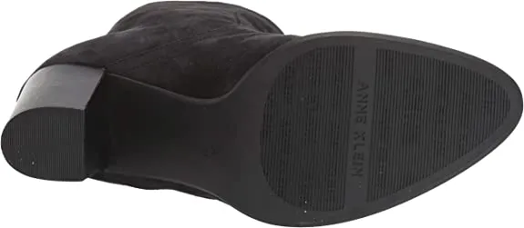 Anne Klein Women's Niccie Heeled Boot Ankle, Black Suede, 9.5 M US