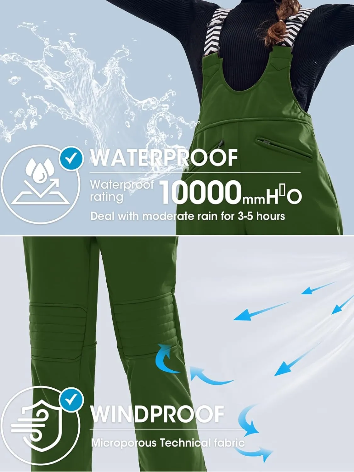 Aoysky Women's Snow Bibs Insulated Bib Overalls Waterproof Ski Bibs Windproof Ski Pants Breathable Snowsuit