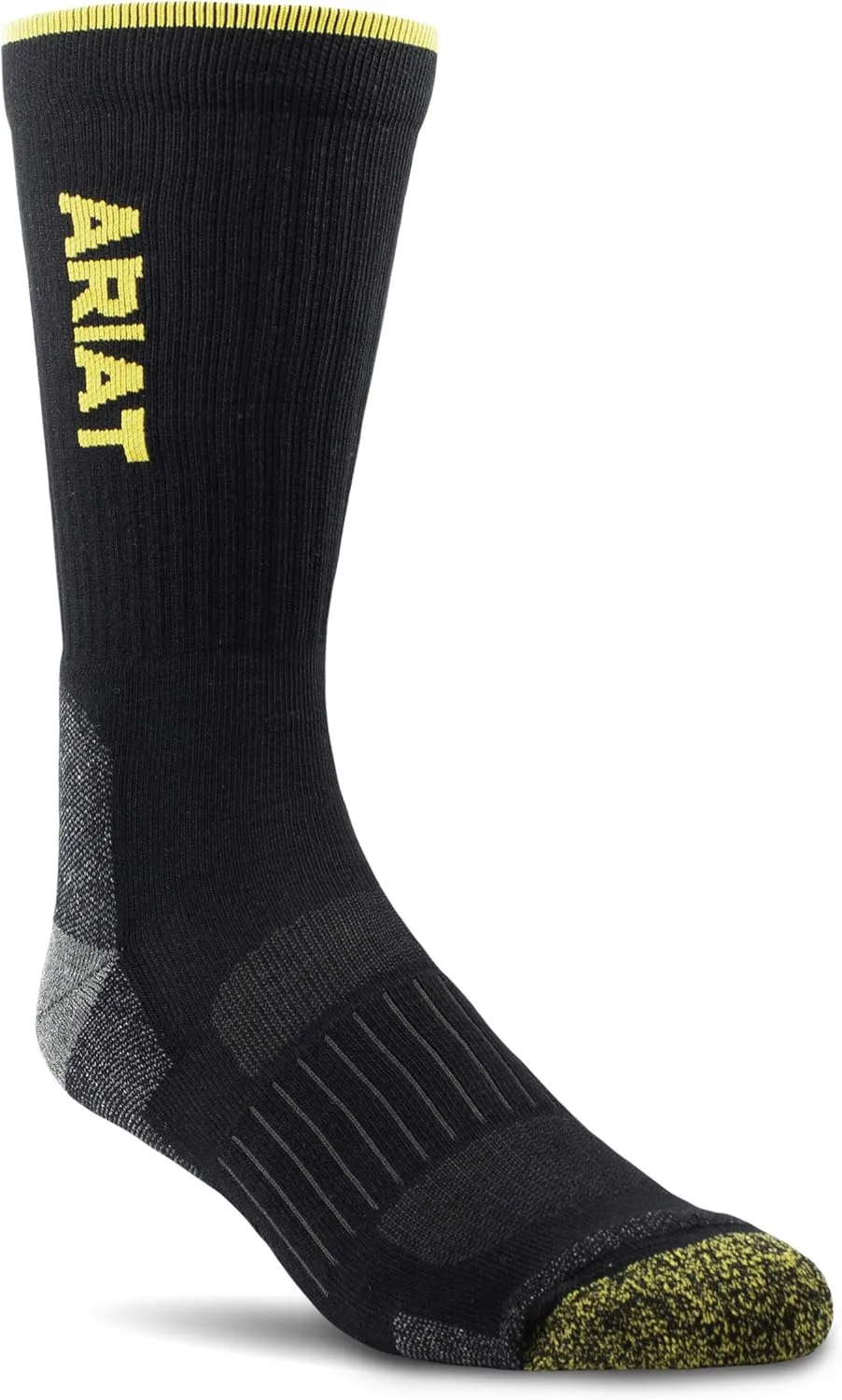 ARIAT High Performance Crew Tek Breathable Poly Blend Work Boot Sock, 2-Pair Pack