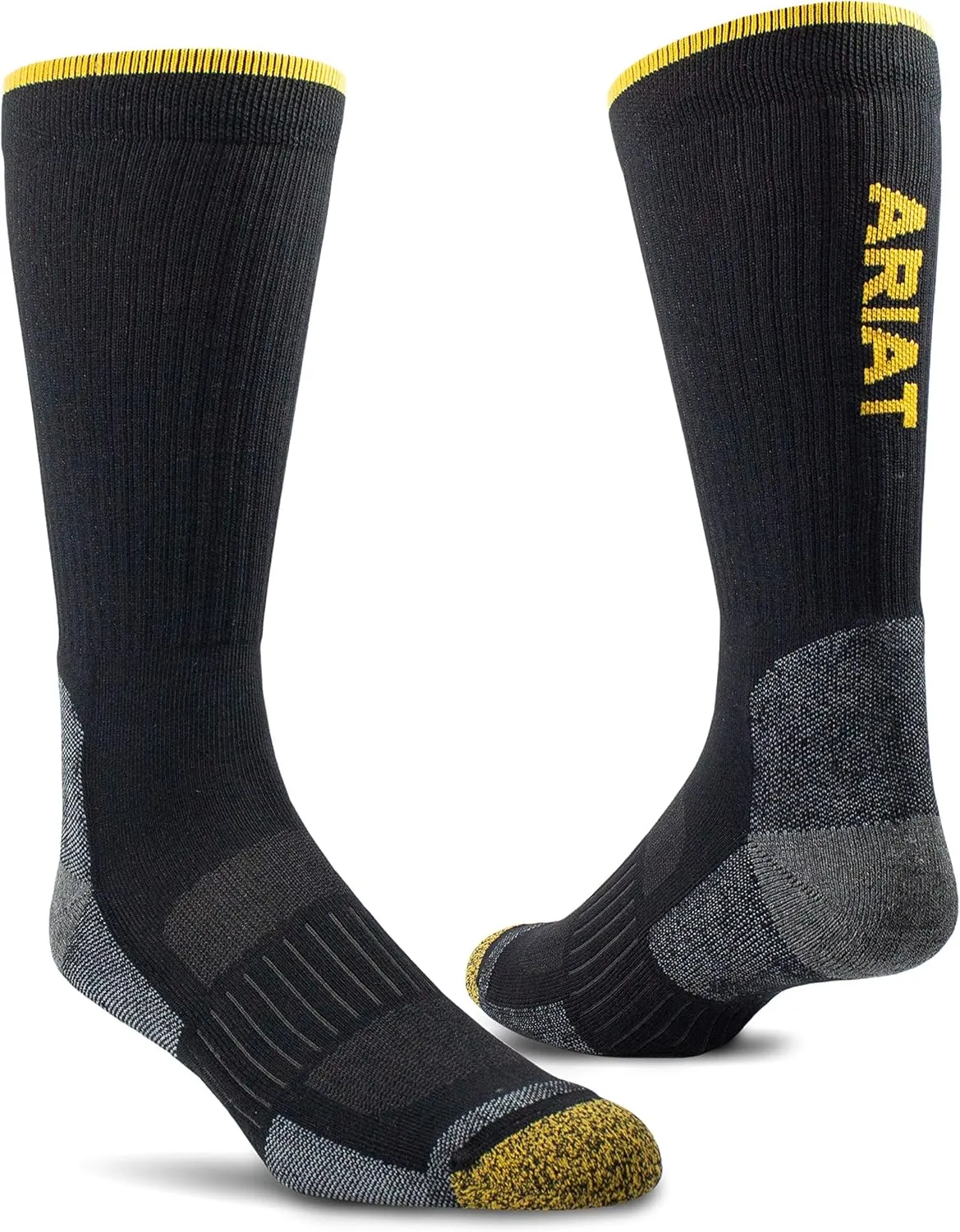ARIAT High Performance Crew Tek Breathable Poly Blend Work Boot Sock, 2-Pair Pack