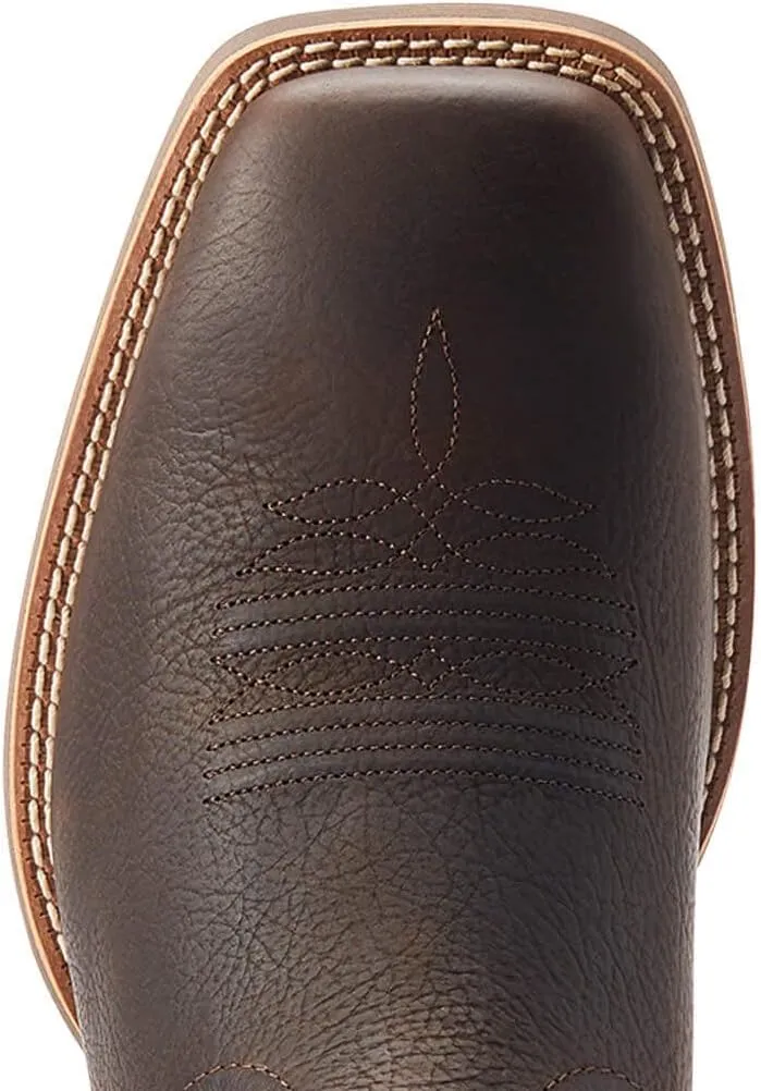 Ariat Mens Cowpuncher Venttek Embroidered Tool-Inlayed Square Toe Pull On Casual Boots Mid Calf - Brown