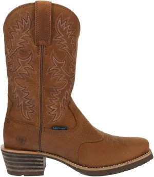 ARIAT Men's Hybrid Roughstock Square Toe Waterproof Cowboy Boot, Status Brown, 12 Wide