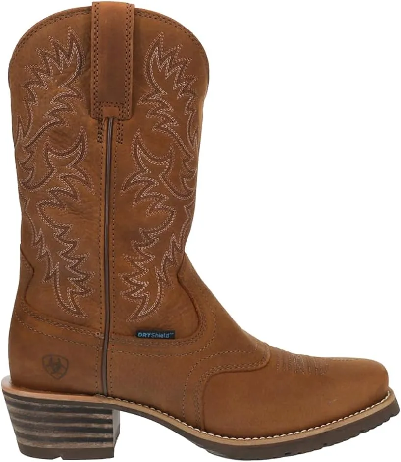 ARIAT Men's Hybrid Roughstock Square Toe Waterproof Cowboy Boot, Status Brown, 12 Wide