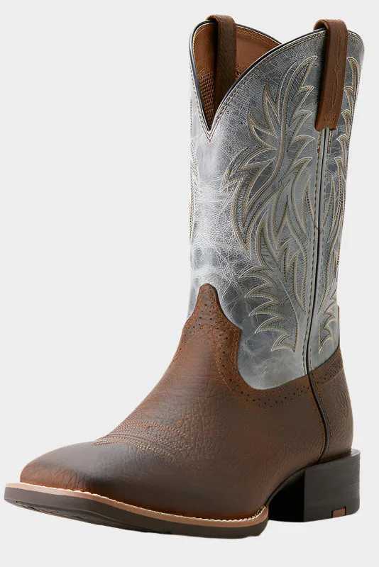 Ariat Men's Sport Wide Square Toe Cowboy Boot - Earth/Glacier Blue