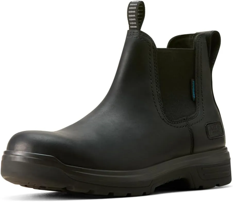 Ariat Men's Turbo Chelsea Waterproof Work Boot, All Black, 12