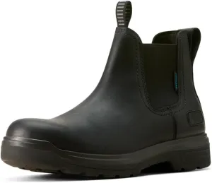 Ariat Men's Turbo Chelsea Waterproof Work Boot, All Black, 12