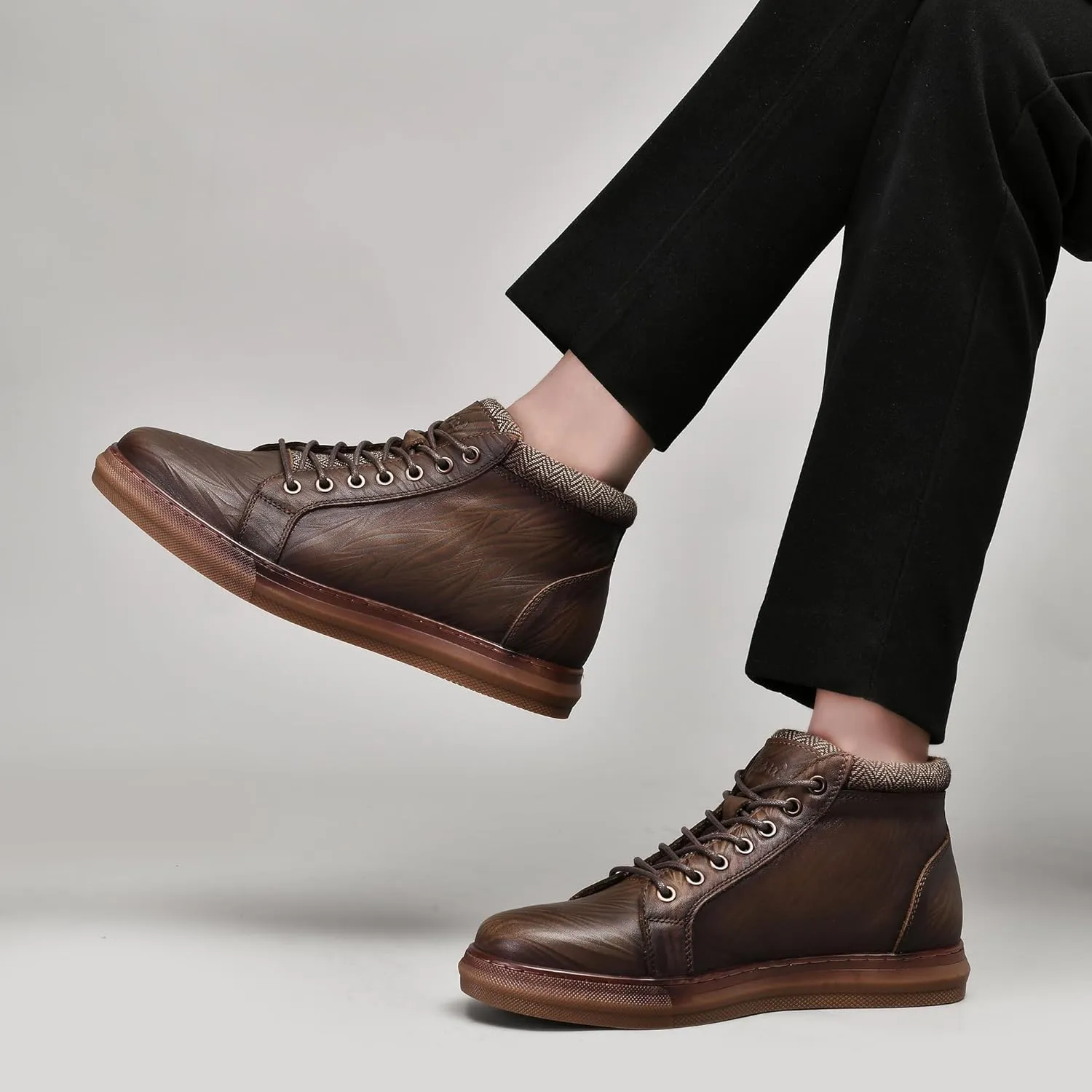 Arkbird Mens Leather Sneaker Fashion Classic Casual Chukka Ankle Boots for Men