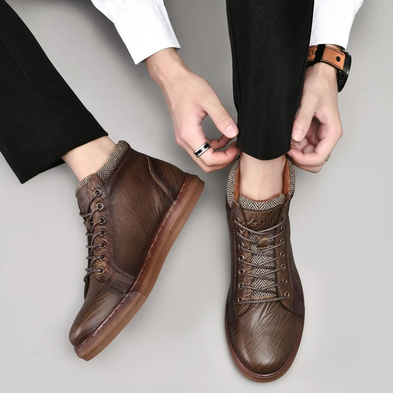 Arkbird Mens Leather Sneaker Fashion Classic Casual Chukka Ankle Boots for Men