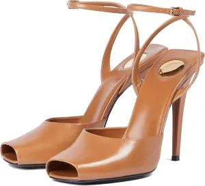 Arqa Womens Stilleto Sandals Covered Square Open Toe Pumps Adjustable Ankle Strap Office Party Dressy Shoes Summer Sexy Elegant 4.1 IN Heels