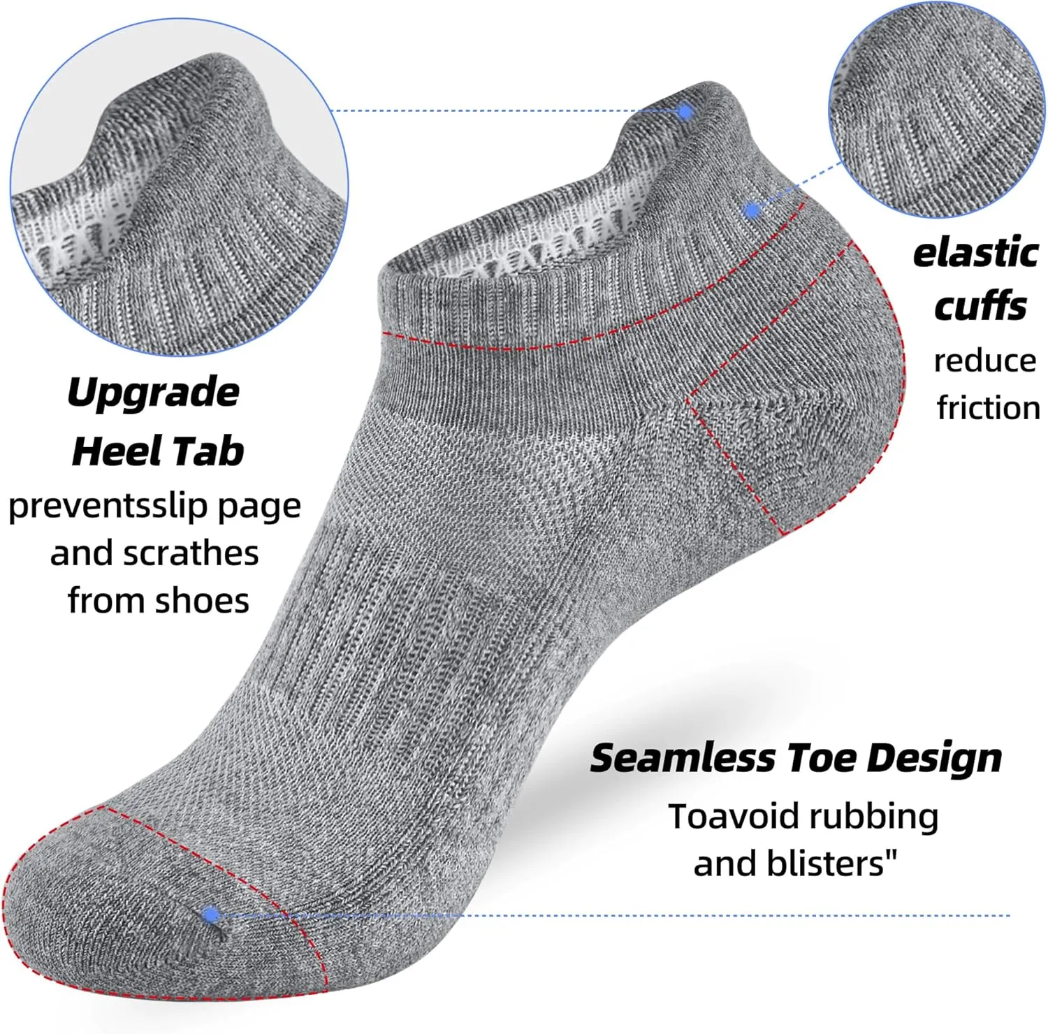 ATBITER Womens Ankle Socks 6 Pairs Cushioned Running Athletic No Show Socks With Tab