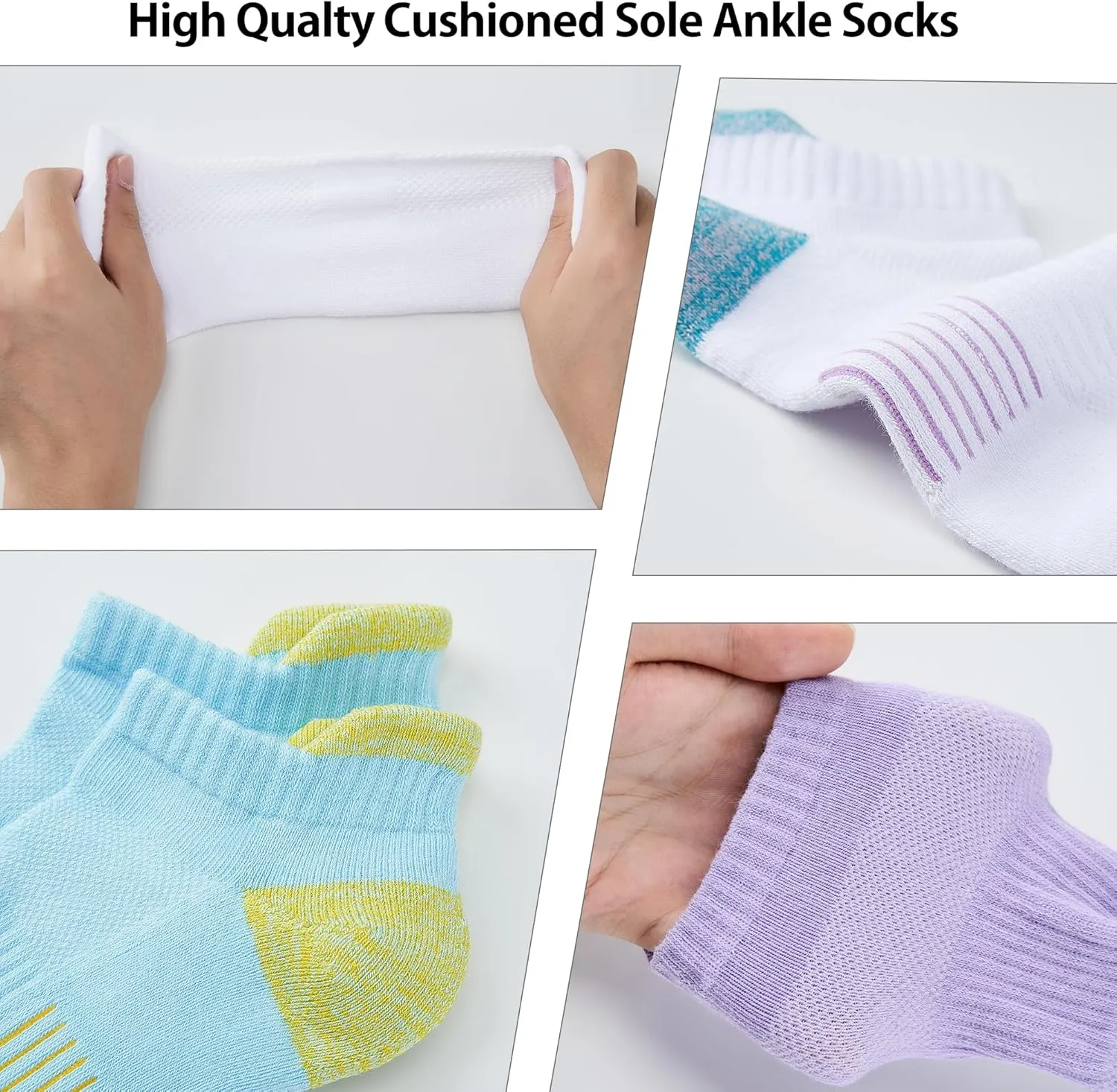 ATBITER Womens Ankle Socks 6 Pairs Cushioned Running Athletic No Show Socks With Tab