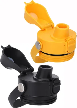 Auto Spout Lid for Yeti Rambler 12/18/26/36/46/64 Oz Chug Cap Replacement with Soft Handle for RTIC | Leakproof | BPA Free | Dishwasher Safe (Aotu Spout Lid, Black&Alpine Yellow)