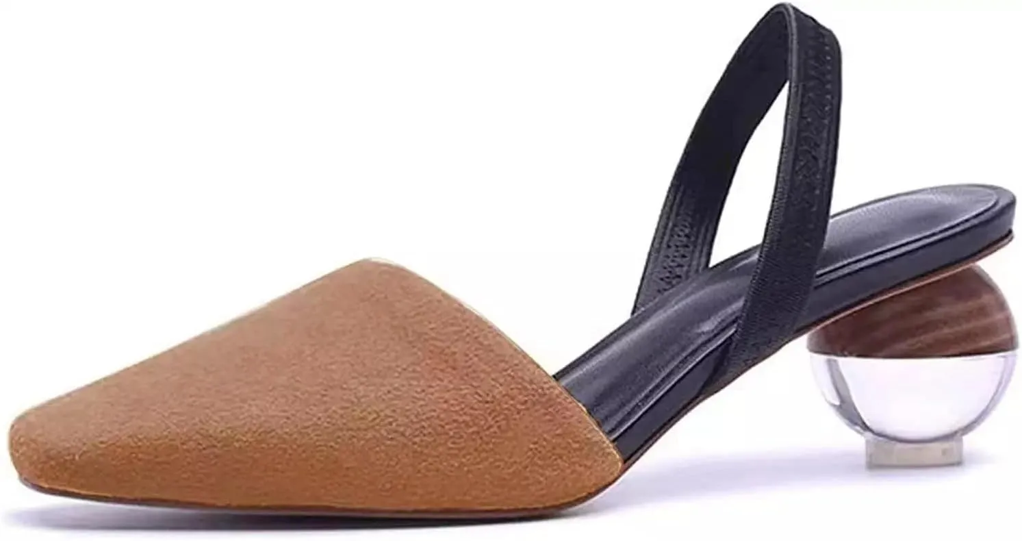 Axellion Mule Slipper for Women, Abnormal Heel Sandals Round Toe Mule Shoes Spherical Sandal Slides for Party Evening